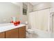 Clean bathroom with a bathtub, toilet, and vanity at 20 Papavero Ct, Henderson, NV 89011