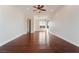 Hardwood floor bedroom with ceiling fan and window at 2365 Black River Falls Dr, Henderson, NV 89044