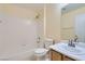 Clean bathroom, bathtub, toilet and sink at 511 Escoto Pl, Henderson, NV 89052