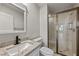 Bathroom featuring granite vanity, sink, and shower at 2020 Aspen Oak St, Las Vegas, NV 89134