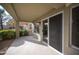 Private patio with sliding glass doors leading to the backyard at 9637 Blue Bell Dr, Las Vegas, NV 89134