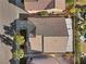 Aerial view showcasing a single-Gathering home with a pool and a well-maintained yard at 6141 Markleham Ave, Las Vegas, NV 89130