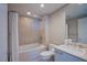 Bathroom with bathtub, shower, and modern vanity at 322 Karen Ave # 2807, Las Vegas, NV 89109