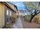 Landscaped side yard with walkway and mature trees at 505 Kristin Ln, Henderson, NV 89011