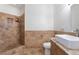 Bathroom with tile shower and modern vanity at 1304 Autumn Wind Way, Henderson, NV 89052