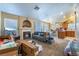 Living room with fireplace and kitchen views at 170 Lovett Rd, Henderson, NV 89015