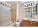 Clean bathroom with shower/tub combo and wood vanity at 2736 Desert Crystal Dr, Las Vegas, NV 89134