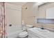 Bathroom with shower/tub combo and vanity at 4342 Sunnyview Ct, Las Vegas, NV 89147