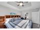 Large bedroom with high ceilings, hardwood floors and a ceiling fan at 150 S Las Vegas Blvd # 907, Las Vegas, NV 89101