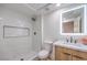 Modern bathroom with marble shower and sleek vanity at 2183 Cumberland Hill Dr, Henderson, NV 89052