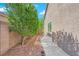 Landscaped side yard with pathway, gravel, and lush greenery at 2336 Tilden Way, Henderson, NV 89074