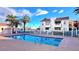 Inviting community pool with surrounding patio at 4889 S Torrey Pines Dr # 105, Las Vegas, NV 89103