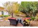 Landscaped backyard featuring trees and a stone pathway at 3620 E Chablis, Pahrump, NV 89048