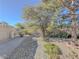 Landscaped backyard with gravel pathways and mature trees at 380 E Maulding Ave, Las Vegas, NV 89123