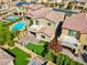 Aerial view of house, backyard, and pool at 3409 Iron Hagen Ct, Las Vegas, NV 89141