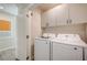 Well-lit laundry room with upper cabinets and Samsung appliances at 344 Banished Ave # 3, North Las Vegas, NV 89031