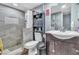 Clean bathroom featuring a shower and modern vanity at 5124 Hallet Dr, Las Vegas, NV 89122