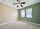 Bedroom with two-tone walls and ceiling fan at 570 Long Iron Ln, Mesquite, NV 89027