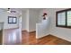 Dining area with hardwood floors and a window with shutters at 2110 Los Feliz St # 1097, Las Vegas, NV 89156