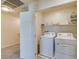 Convenient laundry room with washer and dryer in the hallway at 7433 Sunray Point St, North Las Vegas, NV 89084