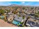 Aerial view of single story home, pool, and surrounding neighborhood at 4261 El Moor Way, Las Vegas, NV 89121