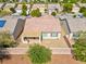 Elevated view of backyard with covered patio and gravel at 7824 Homing Pigeon St, North Las Vegas, NV 89084