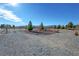 Landscaped front yard with gravel driveway and mountain views at 1920 Casey Rd, Pahrump, NV 89048