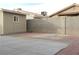 Backyard with a storage shed, block wall, and patio at , Las Vegas, NV 89110