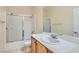 Clean bathroom with a shower/tub combo and vanity at 2347 Tranquil Moon St, Henderson, NV 89044