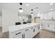 Modern kitchen with white cabinets, quartz countertops and an island at 2900 Richfield Blvd, Las Vegas, NV 89102