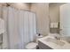 Clean bathroom with shower/tub combo and vanity at 8967 Rolling Pietra St, Las Vegas, NV 89166