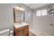 Clean bathroom with updated vanity and shower at 1020 Nassau Dr, Las Vegas, NV 89108