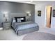 Spacious bedroom with gray walls, a plush bed, and stylish decor at 1529 Villa Rica Dr, Henderson, NV 89052