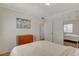 Bedroom with mirrored closet doors and wood-toned furniture at 649 7Th St, Boulder City, NV 89005