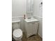 Clean bathroom with vanity, toilet and shower at 6529 Bourbon Way, Las Vegas, NV 89107