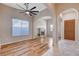 Bright and airy entryway with hardwood floors and a fireplace at 9747 Logrondo St, Las Vegas, NV 89178