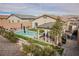 Stunning aerial view of a backyard with a pool and gazebo at 10311 Sequoia Falls Pl, Las Vegas, NV 89149