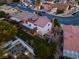 Aerial view of house, showcasing backyard, rooftop deck, and surrounding homes at 5163 Rudy Ln, Las Vegas, NV 89120