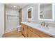 Elegant bathroom with double vanity and marble shower at 2500 W Oakey Blvd, Las Vegas, NV 89102