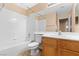 Bathroom with tub/shower combo, vanity, and tiled floor at 6278 Bold Regatta Ct, Las Vegas, NV 89139