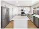 Modern kitchen featuring white cabinetry, stainless steel appliances, and an island at 2224 Fountain Valley Way, North Las Vegas, NV 89031