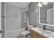 Modern bathroom with white subway tile, updated vanity, and fixtures at 2936 Brady Ave, Las Vegas, NV 89101