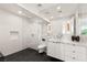 Modern bathroom with marble vanity and glass shower at 1491 Reims Dr, Henderson, NV 89012