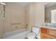 Bathroom with single vanity, tub and toilet at 2505 Showcase Dr, Las Vegas, NV 89134