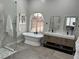 Elegant bathroom with soaking tub, double vanity, and large shower at 3063 Evening Mist Ave, Henderson, NV 89052