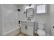 Clean bathroom with shower/tub combo and vanity at 341 Bedford Rd, Las Vegas, NV 89107