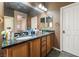 Bathroom with double vanity and granite countertop at 5840 Al Fresco Ave, Pahrump, NV 89061