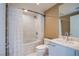 Clean bathroom with bathtub, toilet and modern vanity at 222 Karen Ave # 3907, Las Vegas, NV 89109