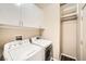 Bright laundry room with washer, dryer, and ample storage at 1582 Shady Elm St, Las Vegas, NV 89135