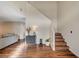 Bright entryway with hardwood floors and staircase at 5024 Glittering Star Ct, Las Vegas, NV 89130